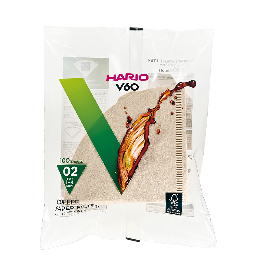 Hario paper filter V60 02 - "Misarashi", 100 pieces.