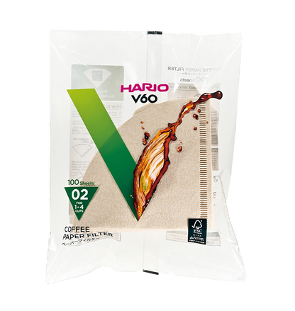 Hario paper filter V60 02 - "Misarashi", 100 pieces.