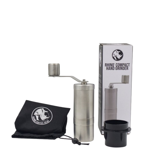 Rhino hand grinder including adapter for the Aeropress